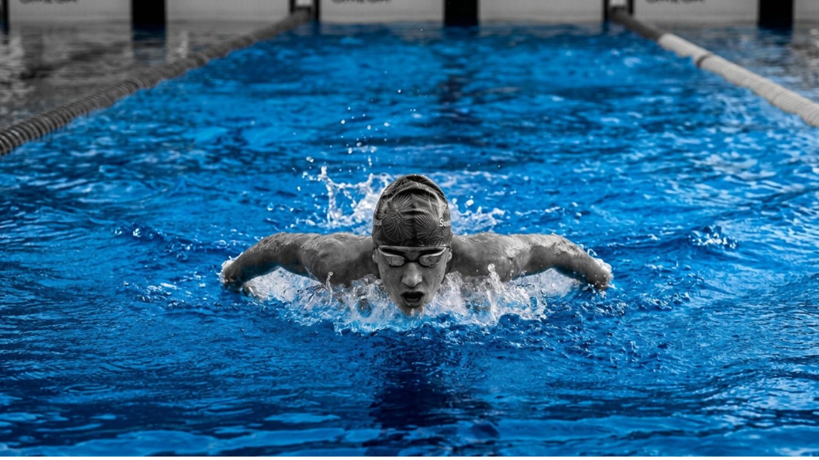 Konsta swimming butterfly in the pool
